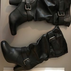 Black boots with heels